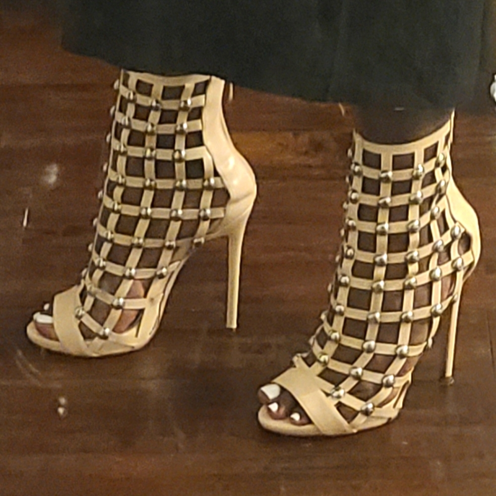 Taupe Studded Booties (size 8.5)